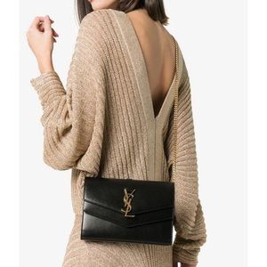 Saint Laurent Black Sulpice Chain Wallet YSL